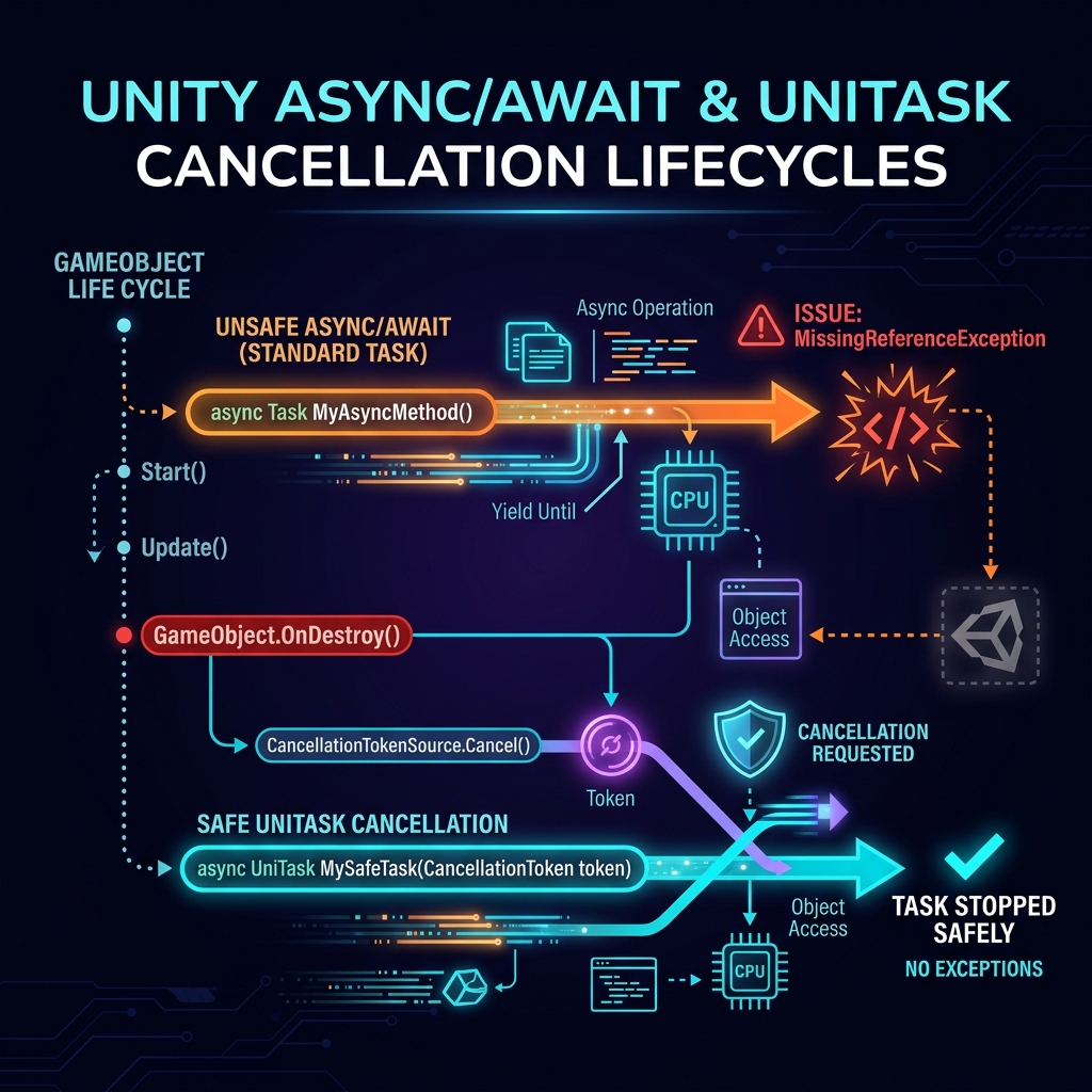 Fixing MissingReferenceException and ObjectDisposedException in Unity Async Workflows: Safe Lifecycle Management with CancellationToken and UniTask