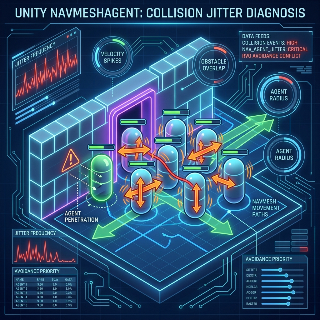 Resolving NavMeshAgent Collision Jitter and Wall Penetration in Unity: Obstacle Avoidance Optimization Techniques