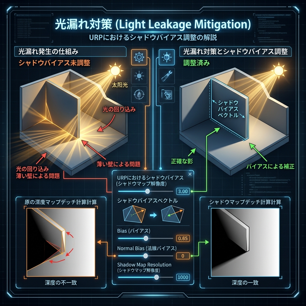Causes and solutions for light leakage that passes through the thin walls of the URP