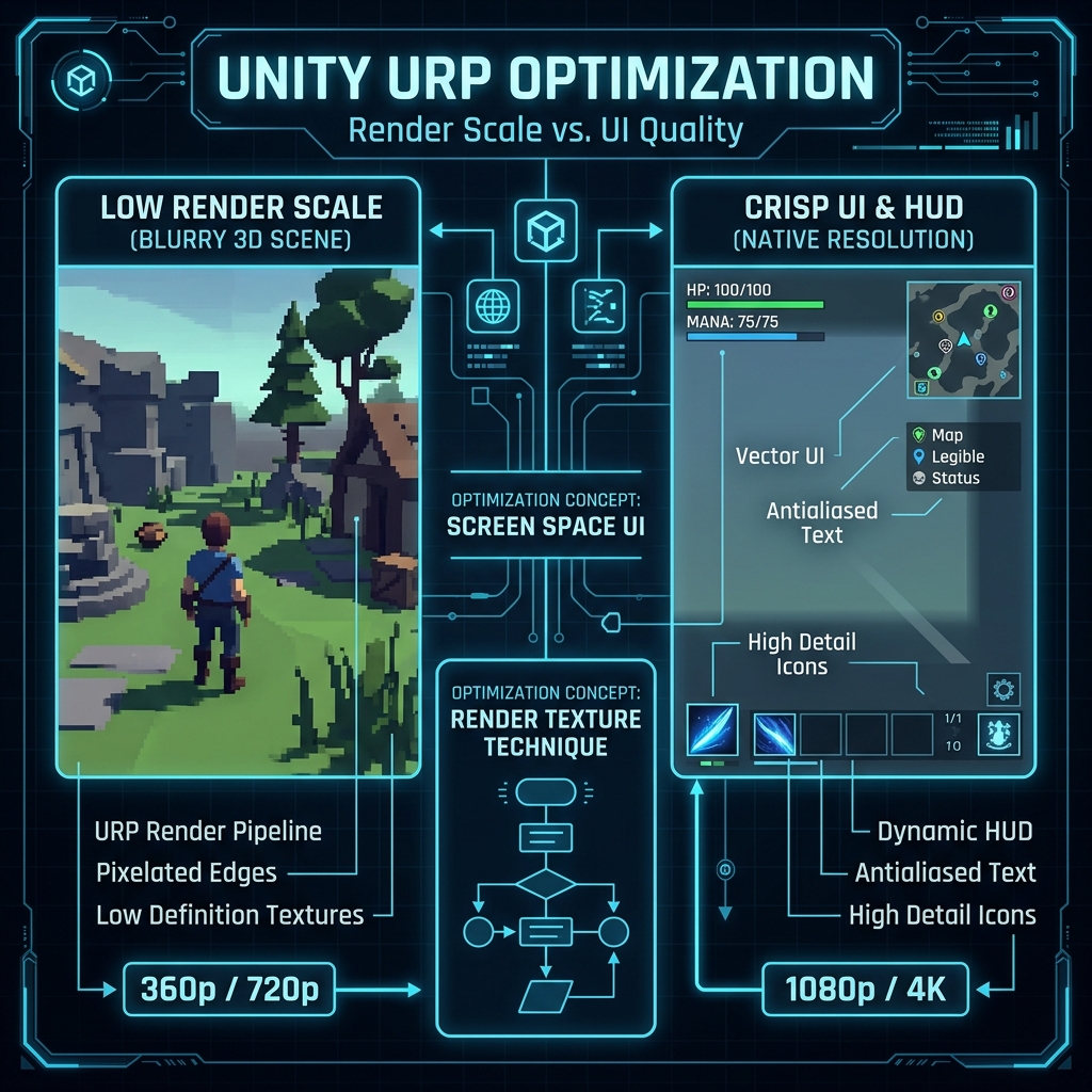 How to Fix Blurry UI (uGUI) and Text Quality Degradation when lowering Render Scale in Unity URP