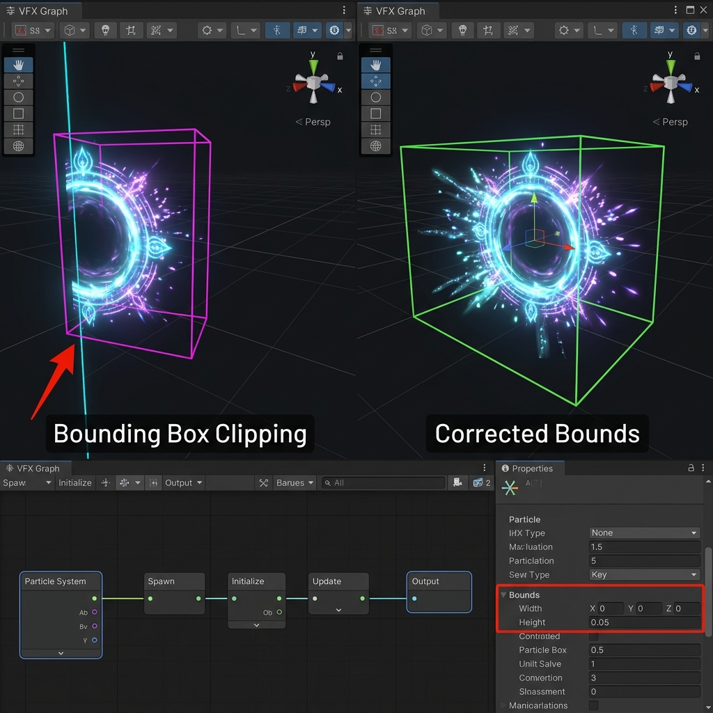 Causes and countermeasures for effects suddenly disappearing (clipping) when changing the camera direction in VFX Graph